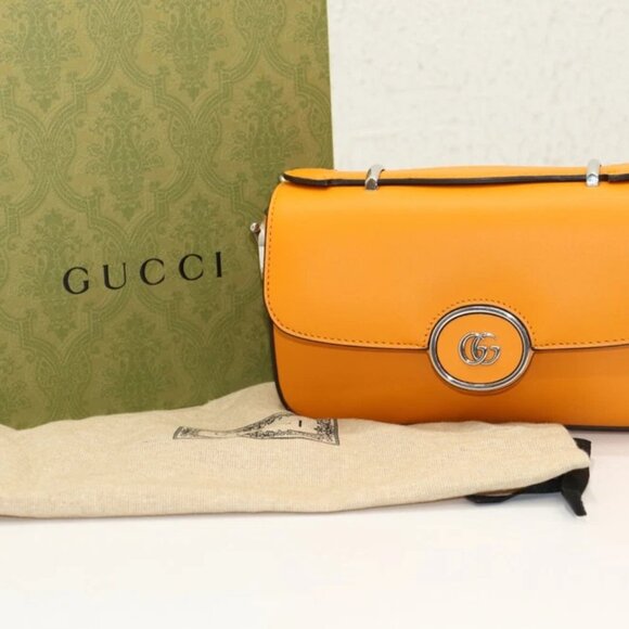 Gucci Petite GG Mini Shoulder Bag Orange Leather 739722 AABSG 7603 - Picture 5 of 16